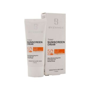 کرم ضد آفتاب رنگی بیزانس SPF۵۰+ مخصوص پوستهای خشک و حساس