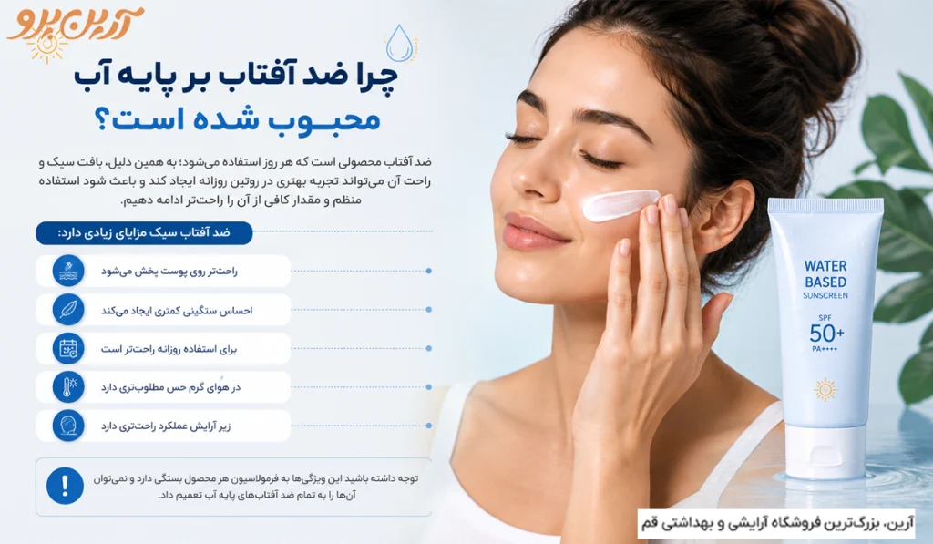 ضد آفتاب بر پایه آب چیست؟ راهنمای انتخاب بهترین ضد آفتاب بر پایه آب 3 ضد آفتاب فلوئید